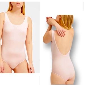 Everlane Women's Barbiecore Pink and Cream Bodysuit Size S